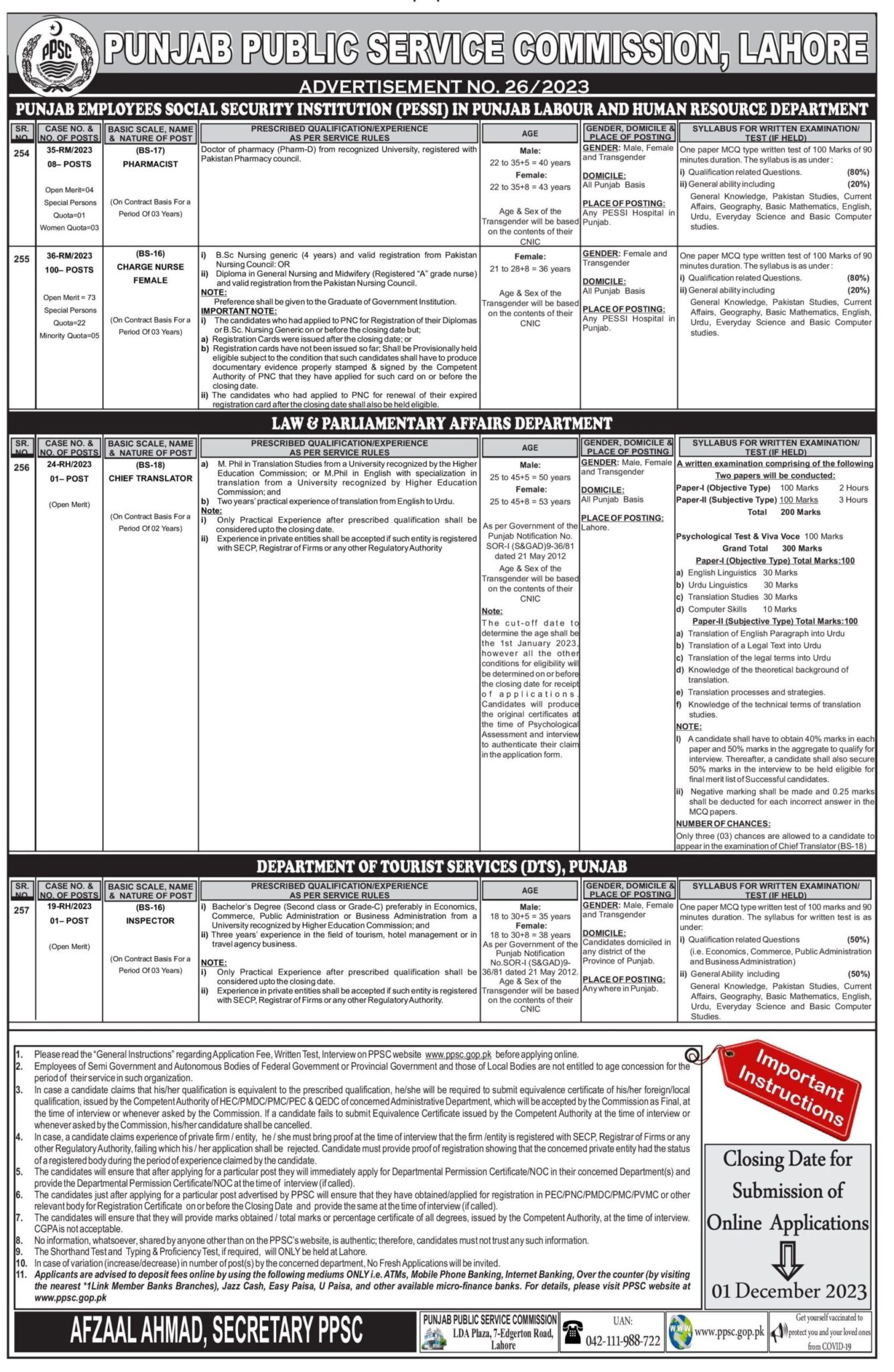 ppsc jobs 2023 advertisement