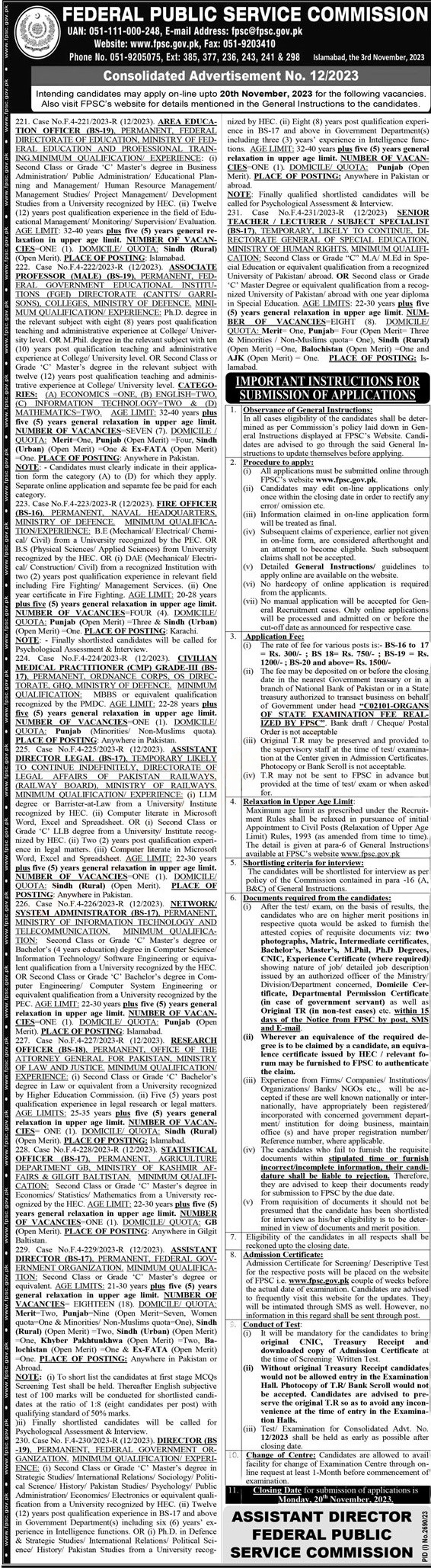 FPSC Jobs 2023