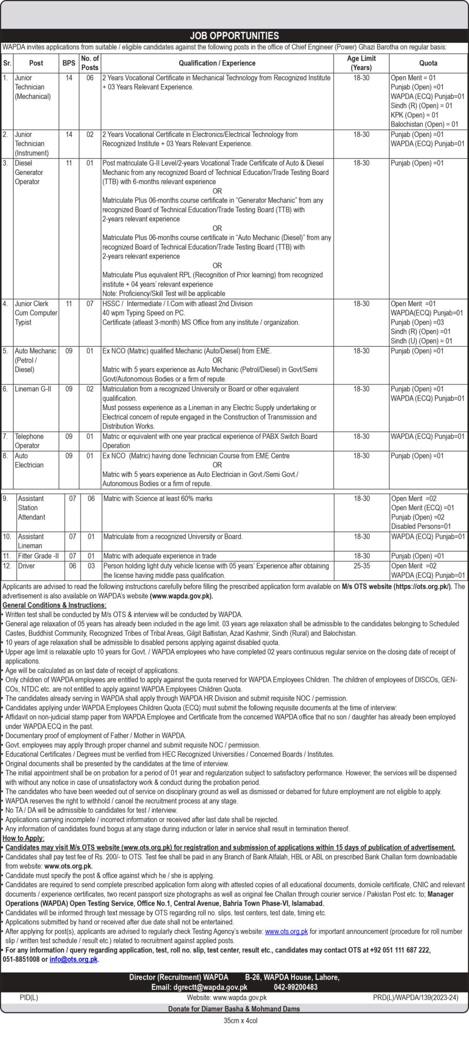 Wapda jobs 2024