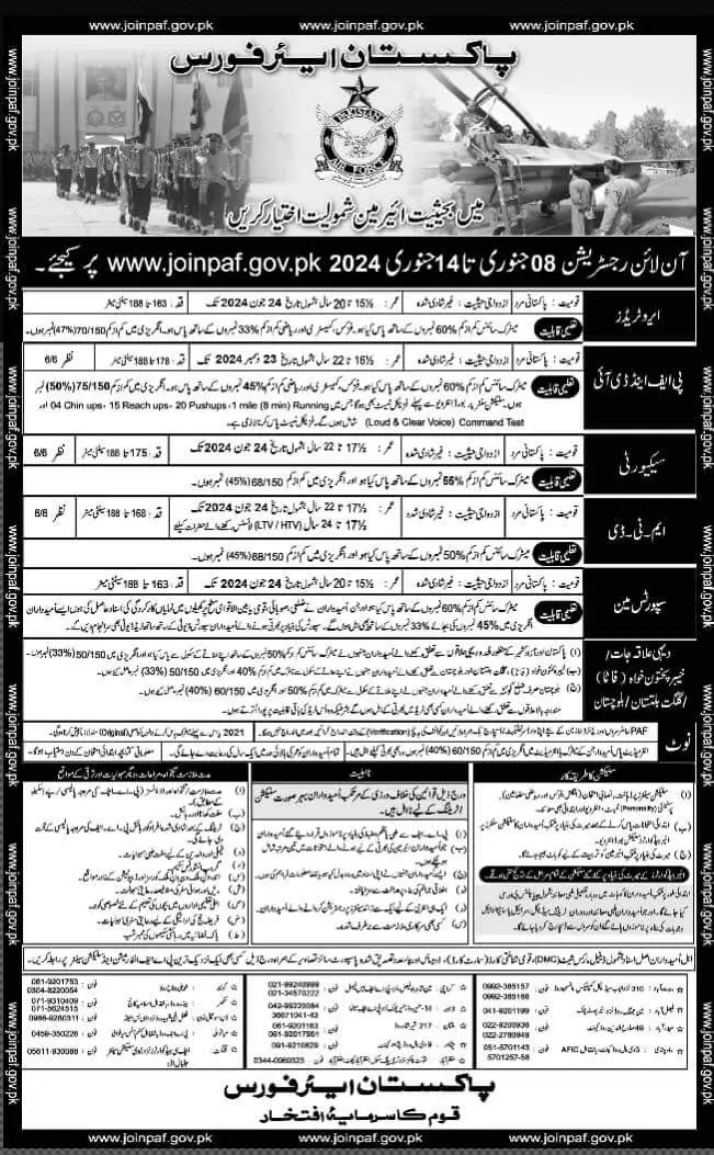 Pakistan air force jobs 2024